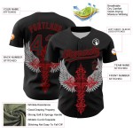 Stil Muster Mit Authentischen Jersey Design Kreuz Custom Rot 3D Gothic Baseball Schwarz Flügel Stil Muster Mit Authentischen Jersey Design Kreuz Custom Rot 3D Gothic Baseball Schwarz Flügel