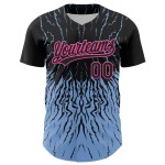 Leichtes authentisches individuelles Design Baseball Jersey 3D blau-rosa Welle schwarz abstraktes Muster Leichtes authentisches individuelles Design Baseball Jersey 3D blau-rosa Welle schwarz abstraktes Muster