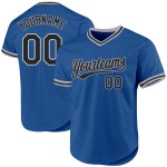 Blaues authentisches schwarz-graues benutzerdefiniertes Throwback-Baseballtrikot Blaues authentisches schwarz-graues benutzerdefiniertes Throwback-Baseballtrikot
