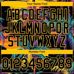 Authentische Schwarz Hawaii Palmen Gelb Custom Design Baseball Muster Jersey Bäume Tropical 3D Authentische Schwarz Hawaii Palmen Gelb Custom Design Baseball Muster Jersey Bäume Tropical 3D