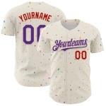 Musterdesign Creme 3D Konfetti Baseball Authentic Lila-Rot Custom Jersey Musterdesign Creme 3D Konfetti Baseball Authentic Lila-Rot Custom Jersey