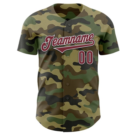 Camo Burgund-Schwarz Authentic Baseball Salute To Service Jersey Custom Camo Burgund-Schwarz Authentic Baseball Salute To Service Jersey Custom