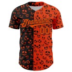 Orange Halloween Baseball Jersey Muster Custom Authentic Schwarz Design 3D Kürbis Rave Orange Halloween Baseball Jersey Muster Custom Authentic Schwarz Design 3D Kürbis Rave