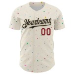 Design Authentic Creme Schwarz-Crimson Muster Jersey Konfetti 3D Custom Baseball Design Authentic Creme Schwarz-Crimson Muster Jersey Konfetti 3D Custom Baseball