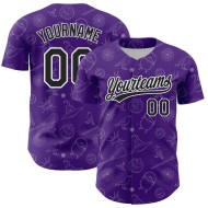Baseball Authentic Custom Jersey 3D Lila Schwarz-Weiß Halloween