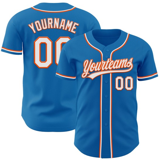 Weiß-Orange Jersey Blau Custom Authentic Baseball Weiß-Orange Jersey Blau Custom Authentic Baseball