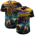Authentische Schwarz Hawaii Palmen Gelb Custom Design Baseball Muster Jersey Bäume Tropical 3D Authentische Schwarz Hawaii Palmen Gelb Custom Design Baseball Muster Jersey Bäume Tropical 3D