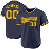 Custom Jersey Gold Navy Baseball Authentic Throwback