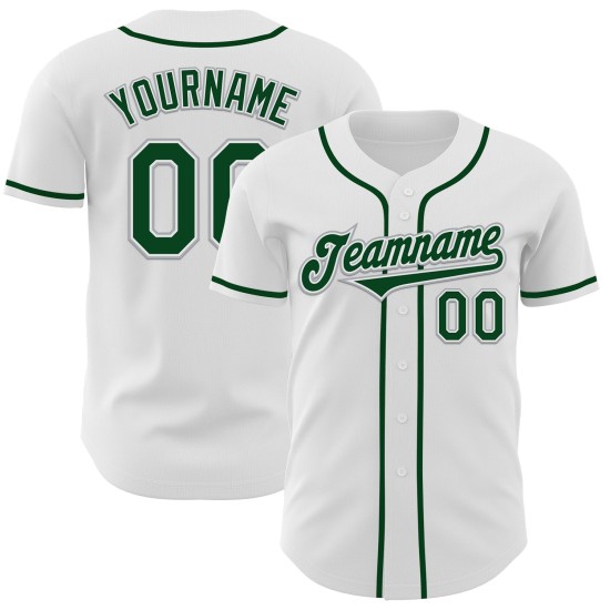 Jersey Baseball Weiß Custom Grün-Grau Authentic Jersey Baseball Weiß Custom Grün-Grau Authentic