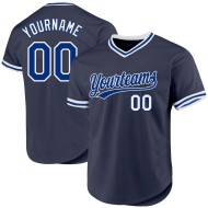 Baseball Authentic Navy Throwback Royal-White Custom Jersey