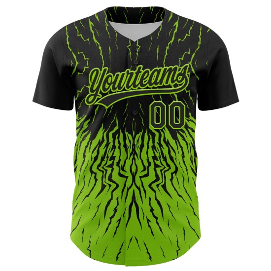 Neon Design Schwarz Benutzerdefinierte 3D Muster Jersey Welle Grün Baseball Neon Design Schwarz Benutzerdefinierte 3D Muster Jersey Welle Grün Baseball