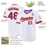 Jersey Throwback Lila-Orange Weiß Authentic Custom Baseball Jersey Throwback Lila-Orange Weiß Authentic Custom Baseball