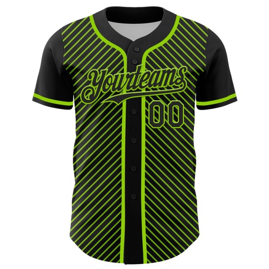 Custom Design Grün Baseball Streifen Authentische Diagonal Jersey 3D Muster Schwarz Custom Design Grün Baseball Streifen Authentische Diagonal Jersey 3D Muster Schwarz