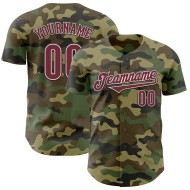 Camo Burgundy-Black Authentic Baseball Salute To Service Jersey Custom