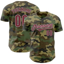 Camo Burgund-Schwarz Authentic Baseball Salute To Service Jersey Custom