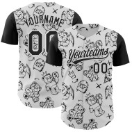 Baseball Weiß Muster Schwarz Halloween Jersey Authentische Custom 3D