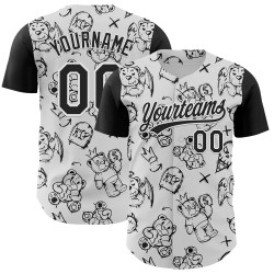 Baseball Weiß Muster Schwarz Halloween Jersey Authentische Custom 3D