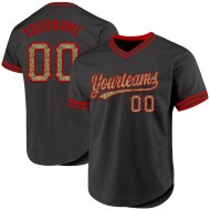 Authentic Custom Camo-Red Jersey Throwback Black Baseball