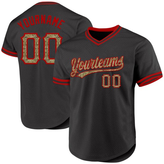 Authentisches Custom Camo-Rot-Trikot Throwback Black Baseball Authentisches Custom Camo-Rot-Trikot Throwback Black Baseball