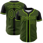 Custom Design Grün Baseball Streifen Authentische Diagonal Jersey 3D Muster Schwarz Custom Design Grün Baseball Streifen Authentische Diagonal Jersey 3D Muster Schwarz