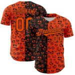 Orange Halloween Baseball Jersey Muster Custom Authentic Schwarz Design 3D Kürbis Rave Orange Halloween Baseball Jersey Muster Custom Authentic Schwarz Design 3D Kürbis Rave