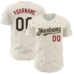 Design Authentic Creme Schwarz-Crimson Muster Jersey Konfetti 3D Custom Baseball Design Authentic Creme Schwarz-Crimson Muster Jersey Konfetti 3D Custom Baseball