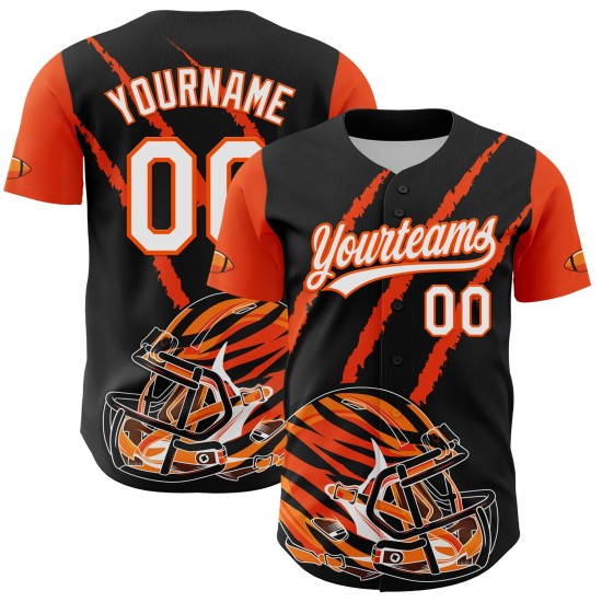 Muster Tier Design Authentische Fußball Schwarz Klaue Baseball Weiß-Orange 3D Custom Und Helm Jersey Muster Tier Design Authentische Fußball Schwarz Klaue Baseball Weiß-Orange 3D Custom Und Helm Jersey