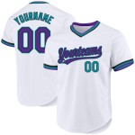 Authentisches weiß-schwarz-blaugrünes Baseball-Custom-Throwback-Lila-Trikot Authentisches weiß-schwarz-blaugrünes Baseball-Custom-Throwback-Lila-Trikot