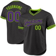 Grün Schwarz Jersey Baseball Throwback Custom Authentic Lila-Neon