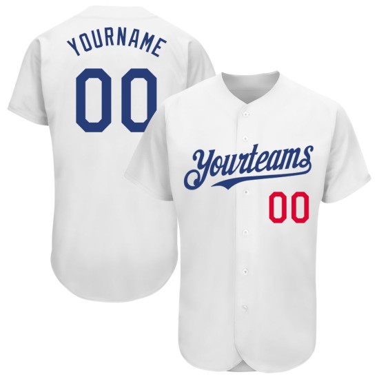 Weißes, individuelles Royal-Rot-Baseball-Authentic-Trikot Weißes, individuelles Royal-Rot-Baseball-Authentic-Trikot