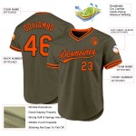 Olivgrün-Orange-Schwarzes Jersey Service Baseball Custom Salut Authentische Throwback To Olivgrün-Orange-Schwarzes Jersey Service Baseball Custom Salut Authentische Throwback To