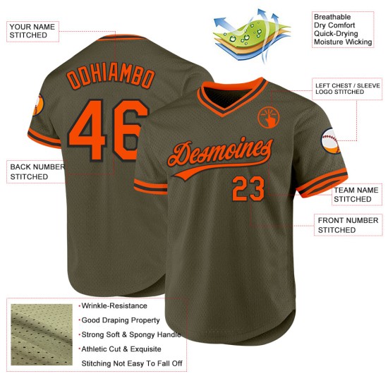 Olivgrün-Orange-Schwarzes Jersey Service Baseball Custom Salut Authentische Throwback To Olivgrün-Orange-Schwarzes Jersey Service Baseball Custom Salut Authentische Throwback To