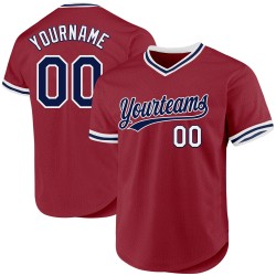 Benutzerdefiniertes Marineblau-Weiß Throwback Baseball Maroon Authentic Jersey