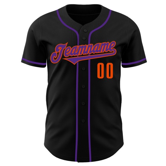 Schwarzes, individuelles, lila-oranges authentisches Baseball-Trikot Schwarzes, individuelles, lila-oranges authentisches Baseball-Trikot