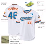 Throwback Jersey Custom Weiß Baseball Authentic Blau-Orange Throwback Jersey Custom Weiß Baseball Authentic Blau-Orange