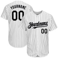 Benutzerdefinierte schwarz Nadelstreifen weiß Jersey authentische Baseball grau