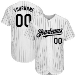 Benutzerdefinierte schwarz Nadelstreifen weiß Jersey authentische Baseball grau