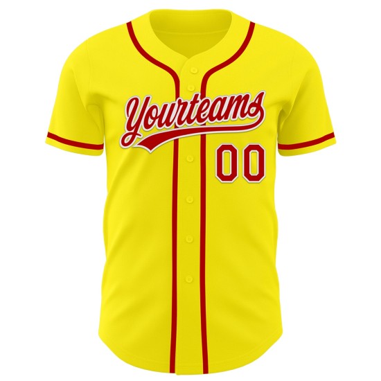 Baseball Gelbes Trikot Rot-Weiß Hell Authentisch Custom Baseball Gelbes Trikot Rot-Weiß Hell Authentisch Custom