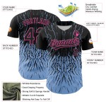 Leichtes authentisches individuelles Design Baseball Jersey 3D blau-rosa Welle schwarz abstraktes Muster Leichtes authentisches individuelles Design Baseball Jersey 3D blau-rosa Welle schwarz abstraktes Muster