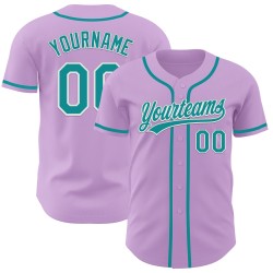 Jersey Authentic Baseball Teal-Weiß Hellviolett Custom